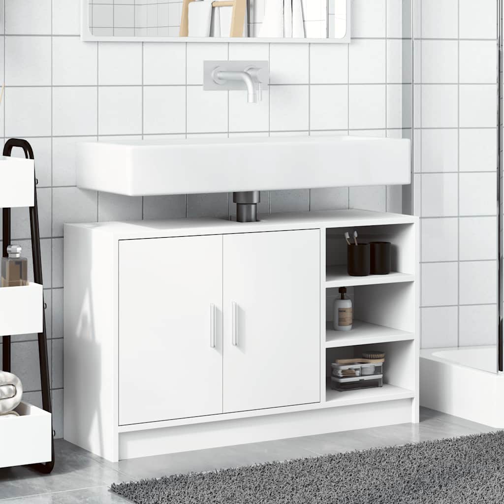 vidaXL Sink Cabinet White 90x29x55 cm Engineered Wood 3