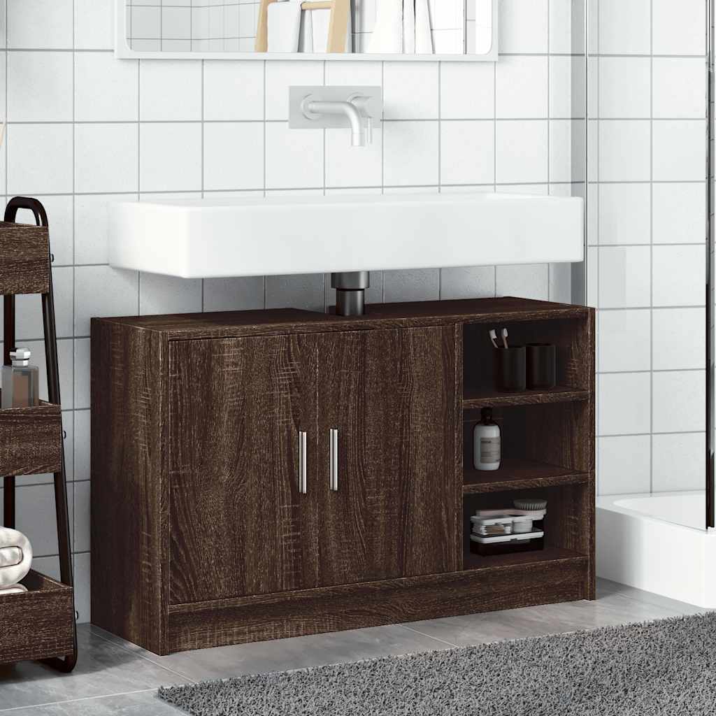 vidaXL Sink Cabinet Brown Oak 90x29x55 cm Engineered Wood 3