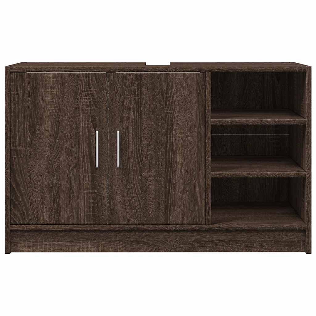 vidaXL Sink Cabinet Brown Oak 90x29x55 cm Engineered Wood 4