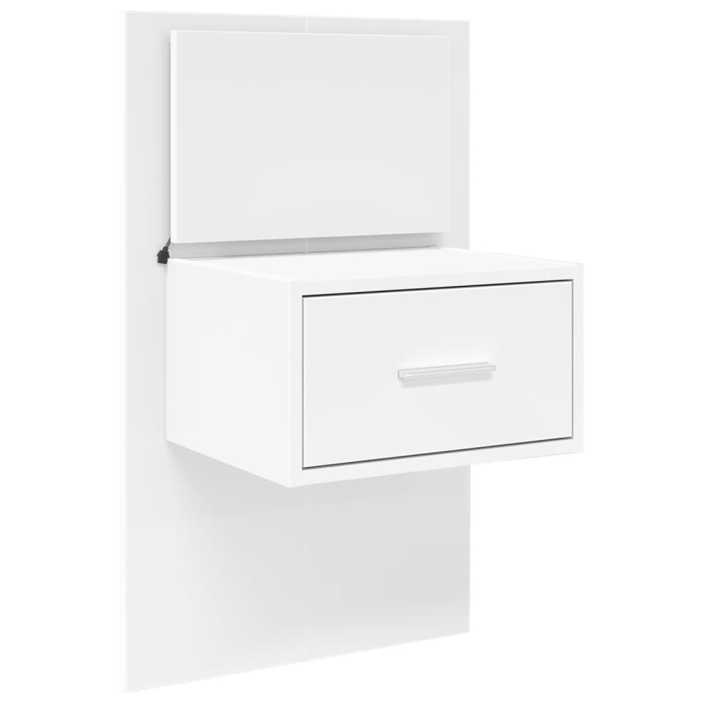 vidaXL Wall-mounted Bedside Cabinet with LED Lights White 3