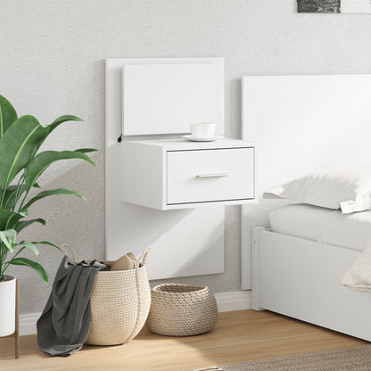 vidaXL Wall-mounted Bedside Cabinet with LED Lights White 4