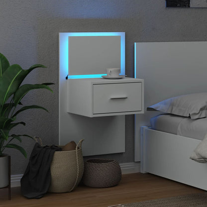 vidaXL Wall-mounted Bedside Cabinet with LED Lights White 5