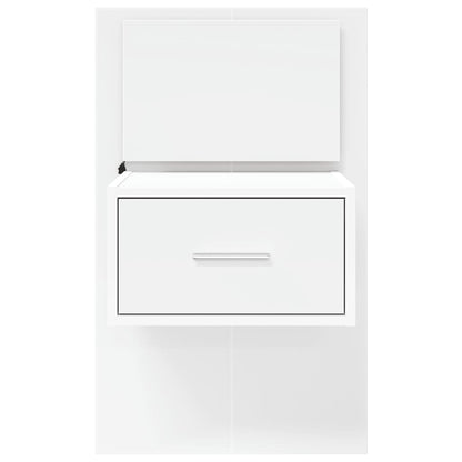 vidaXL Wall-mounted Bedside Cabinet with LED Lights White 6