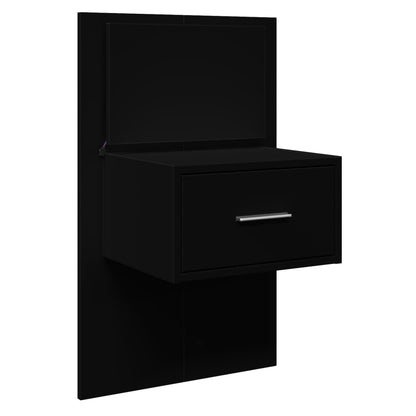 vidaXL Wall-mounted Bedside Cabinet with LED Lights Black 3