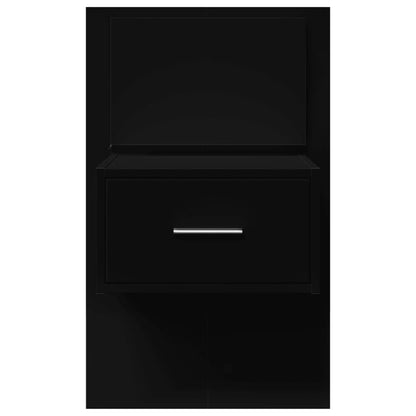 vidaXL Wall-mounted Bedside Cabinet with LED Lights Black 6
