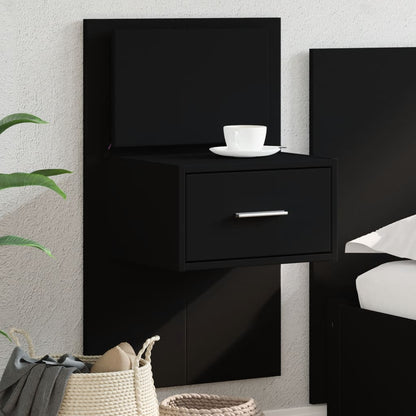 vidaXL Wall-mounted Bedside Cabinet with LED Lights Black 1
