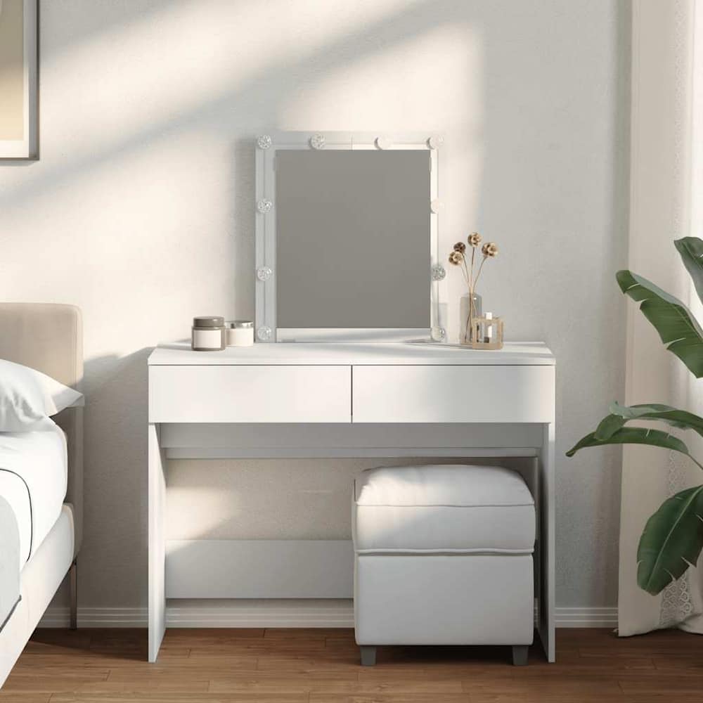 Dressing Table with LED 100x40x130 cm White