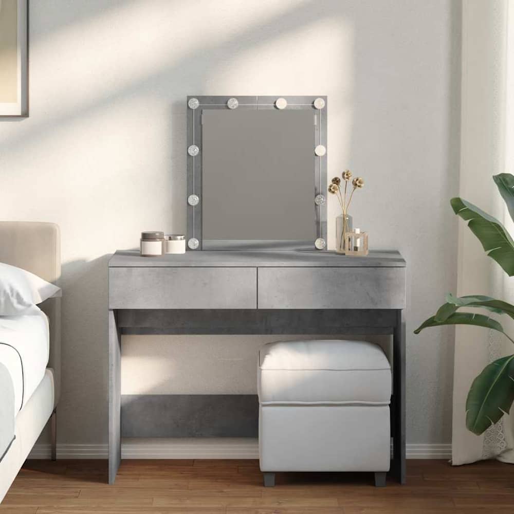 Dressing Table with LED 100x40x130 cm Concrete grey