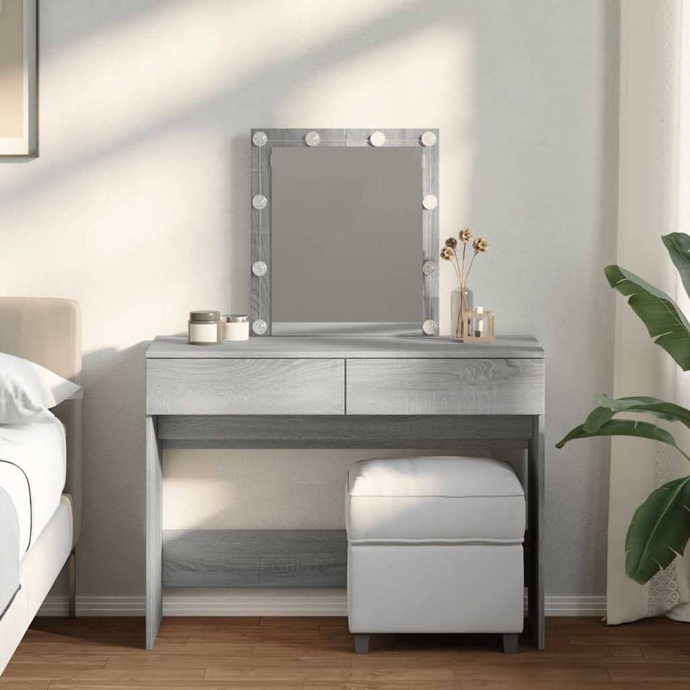 Dressing Table with LED 100x40x130 cm Grey sonoma