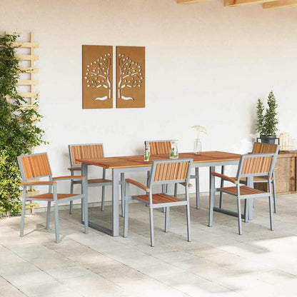 Stacking Chair Brown Solid Acacia Wood Stackable 6