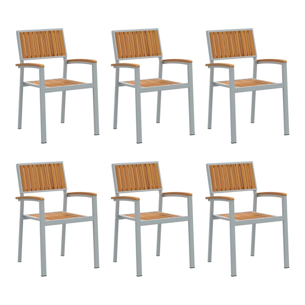 Stacking Chair Brown Solid Acacia Wood Stackable 6