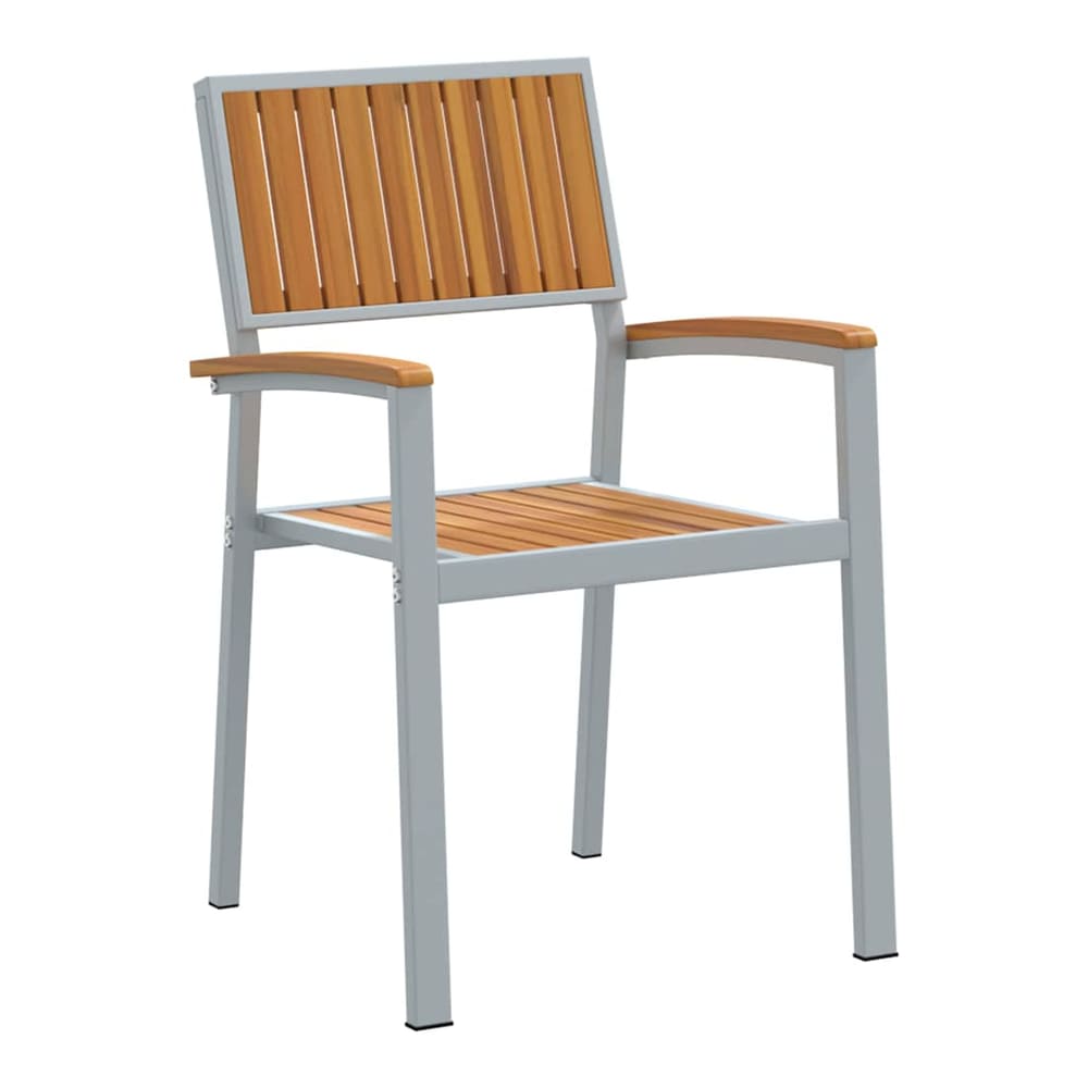 Stacking Chair Brown Solid Acacia Wood Stackable 6