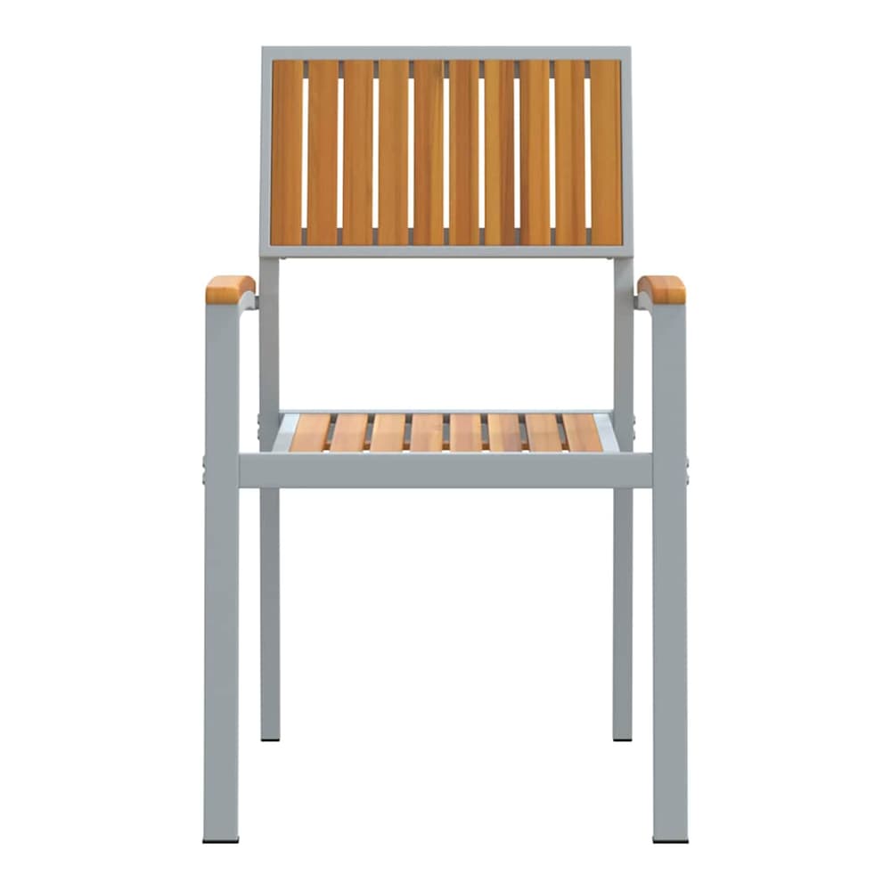 Stacking Chair Brown Solid Acacia Wood Stackable 6