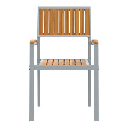 Stacking Chair Brown Solid Acacia Wood Stackable 6