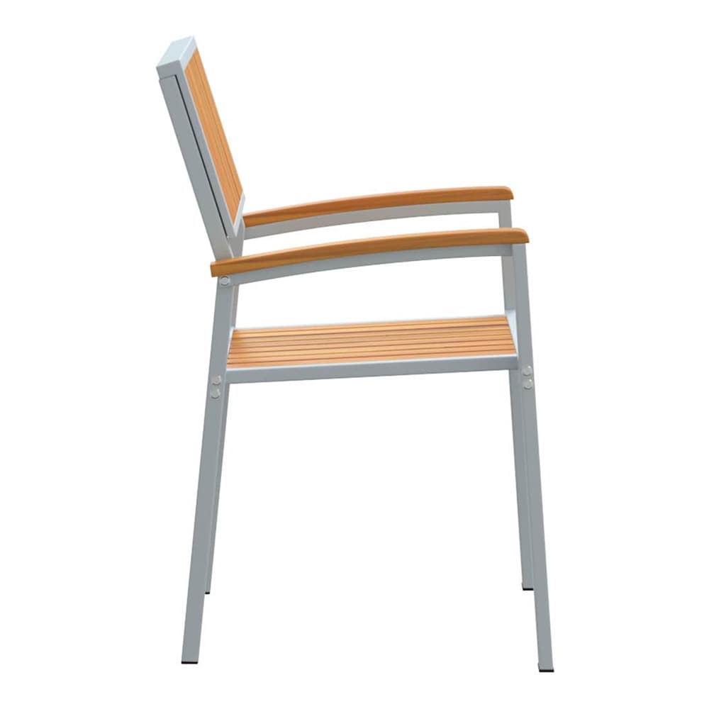 Stacking Chair Brown Solid Acacia Wood Stackable 6