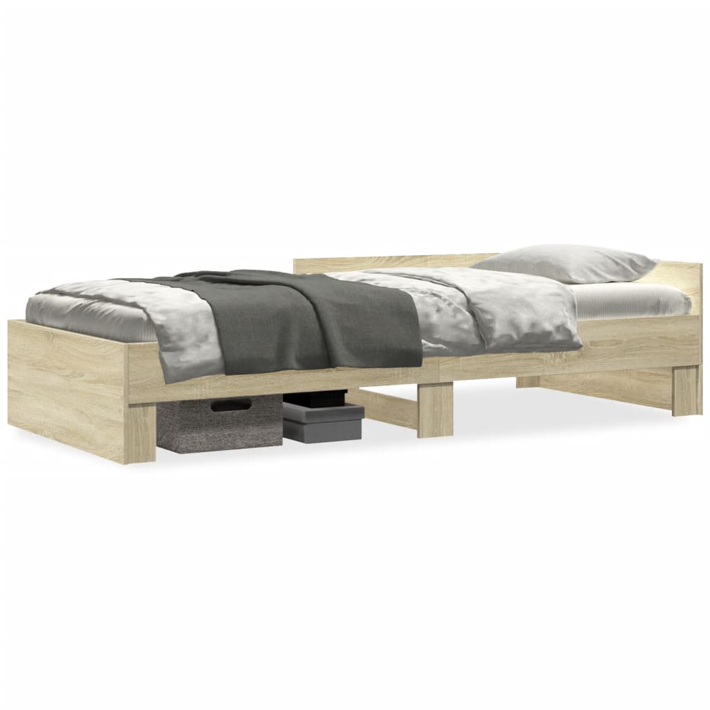 vidaXL Bed Frame without Mattress Sonoma Oak 100x200 cm Engineered Wood 2
