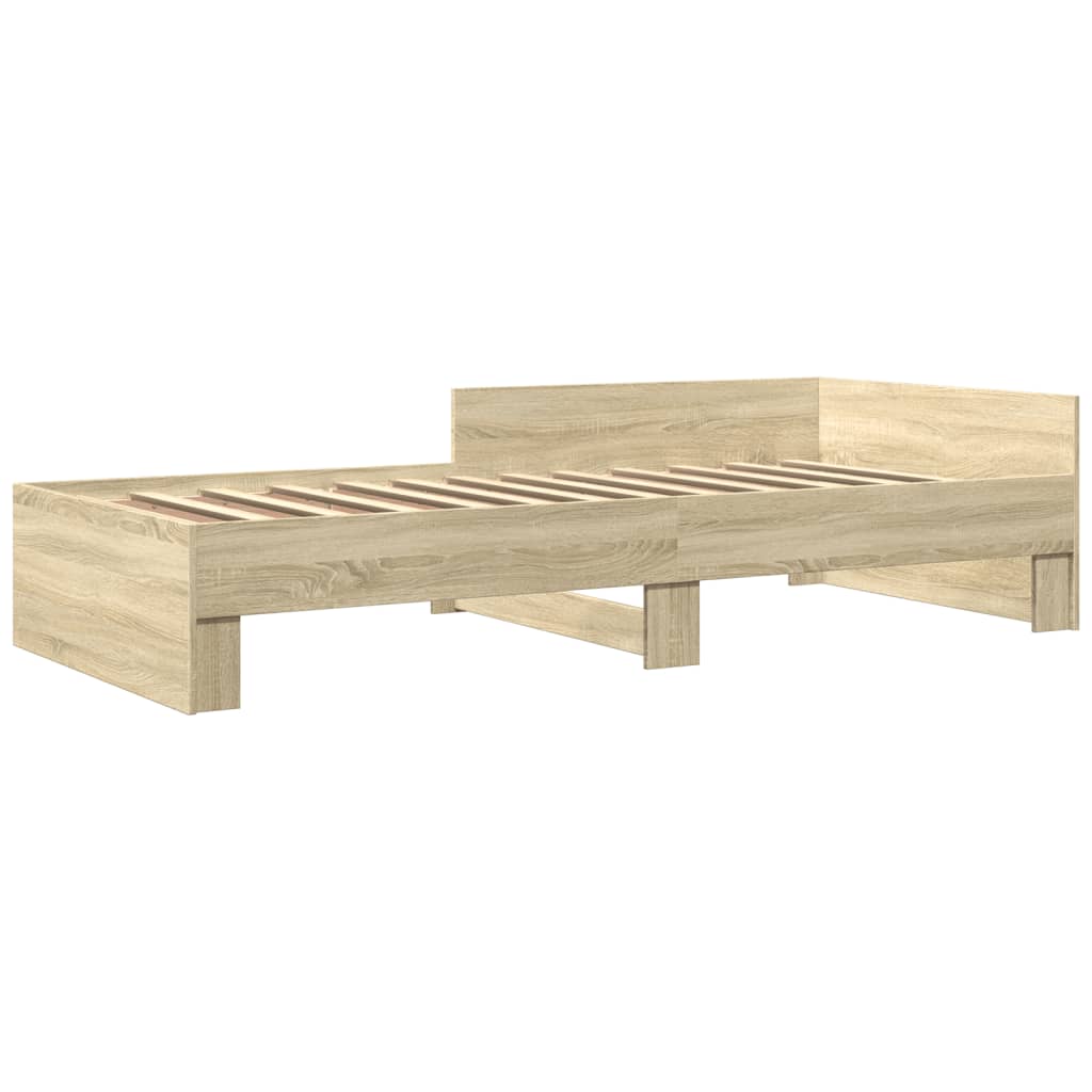 vidaXL Bed Frame without Mattress Sonoma Oak 100x200 cm Engineered Wood 3