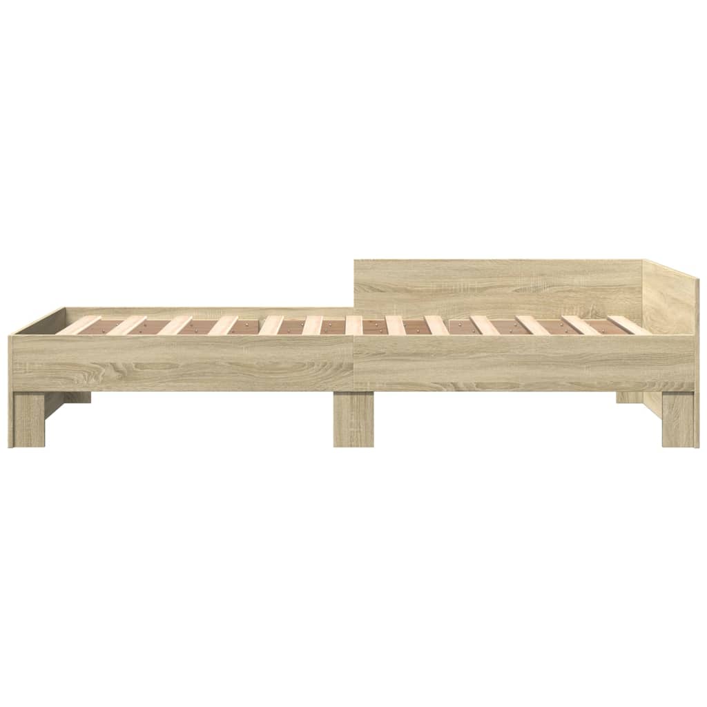 vidaXL Bed Frame without Mattress Sonoma Oak 100x200 cm Engineered Wood 4