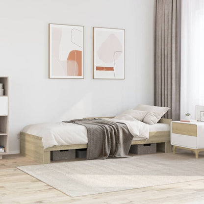 vidaXL Bed Frame without Mattress Sonoma Oak 100x200 cm Engineered Wood 1