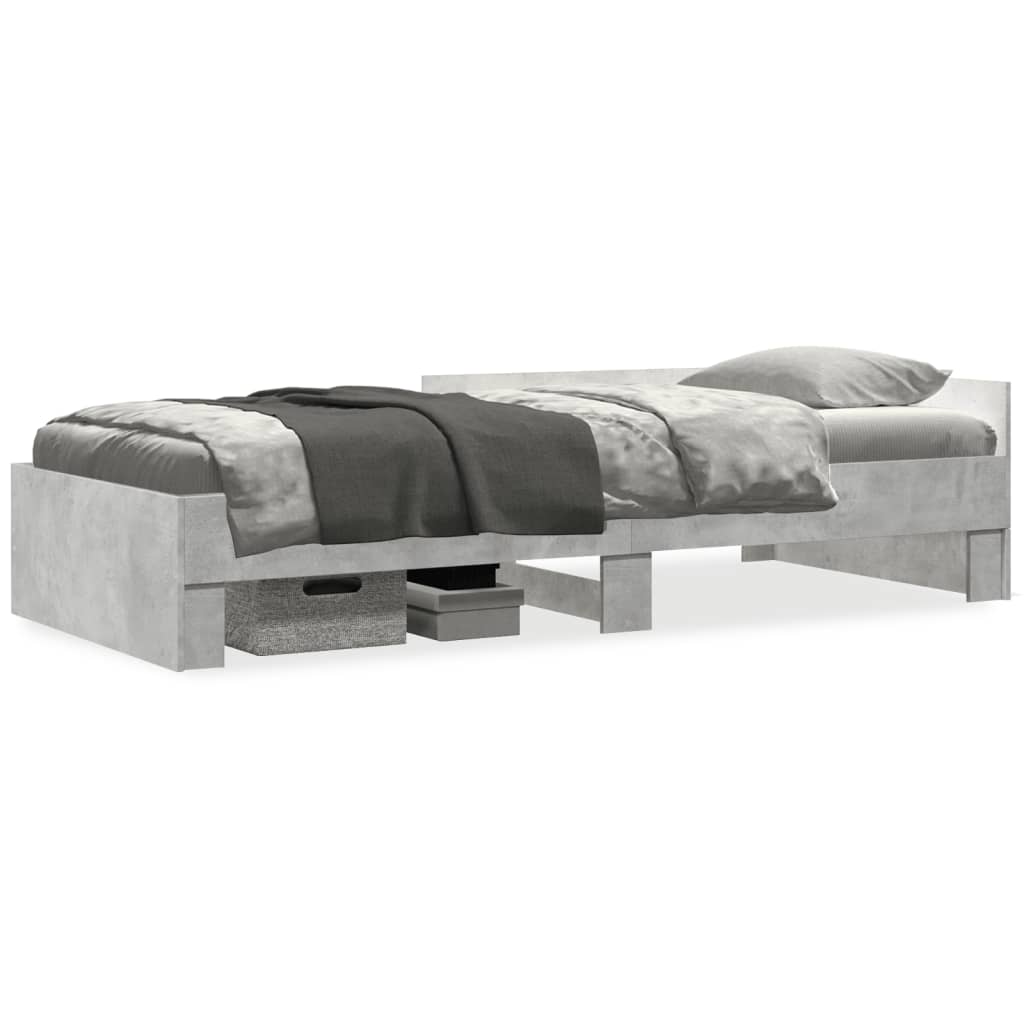vidaXL Bed Frame without Mattress Concrete Grey 100x200 cm Engineered Wood 2