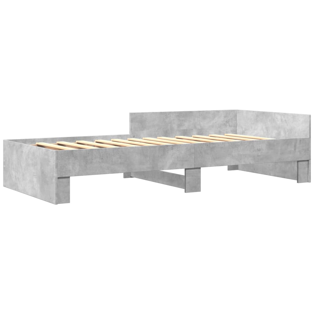 vidaXL Bed Frame without Mattress Concrete Grey 100x200 cm Engineered Wood 3