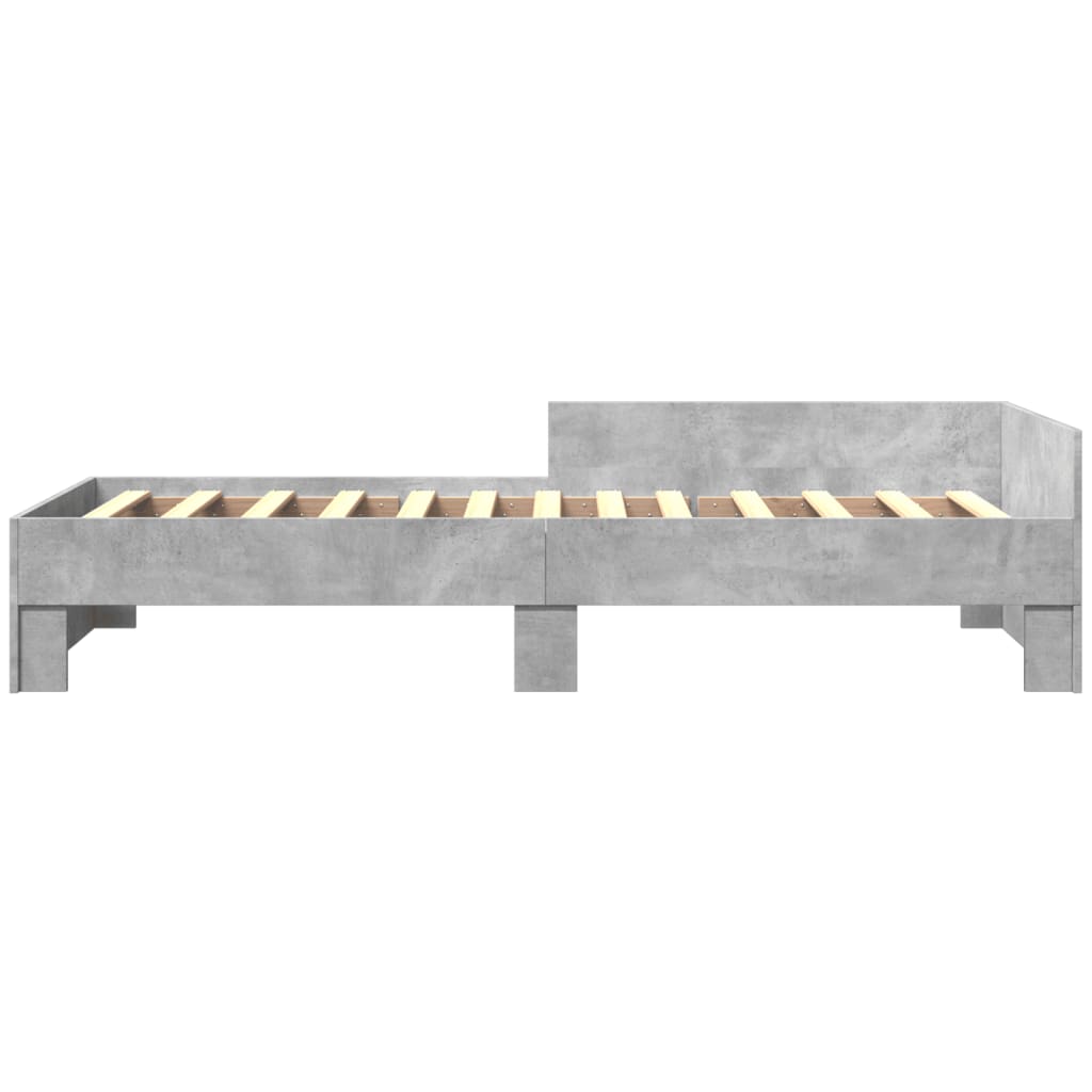 vidaXL Bed Frame without Mattress Concrete Grey 100x200 cm Engineered Wood 4