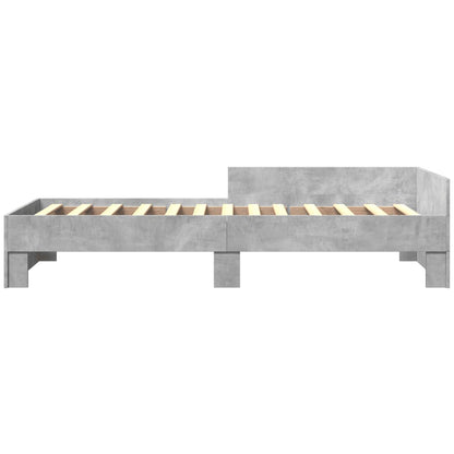 vidaXL Bed Frame without Mattress Concrete Grey 100x200 cm Engineered Wood 4