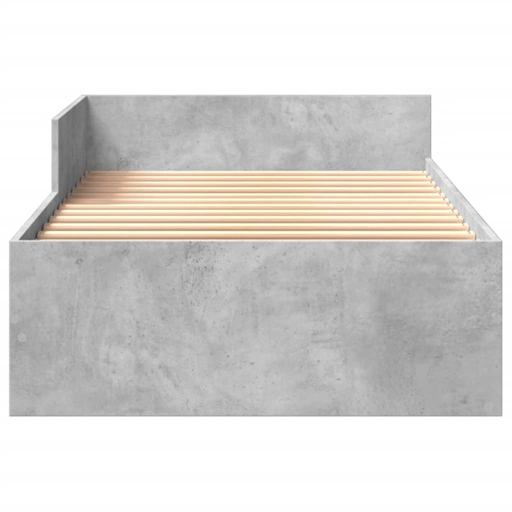 vidaXL Bed Frame without Mattress Concrete Grey 100x200 cm Engineered Wood 5