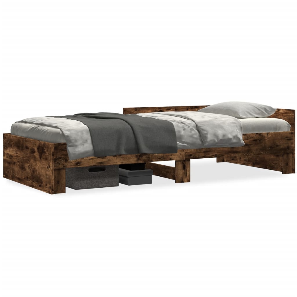 vidaXL Bed Frame without Mattress Smoked Oak 100x200 cm Engineered Wood 2