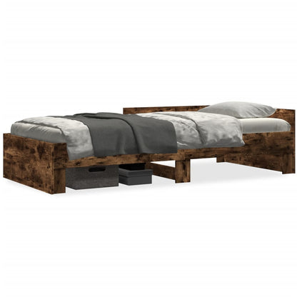 vidaXL Bed Frame without Mattress Smoked Oak 100x200 cm Engineered Wood 2