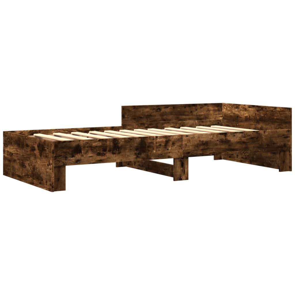 vidaXL Bed Frame without Mattress Smoked Oak 100x200 cm Engineered Wood 3
