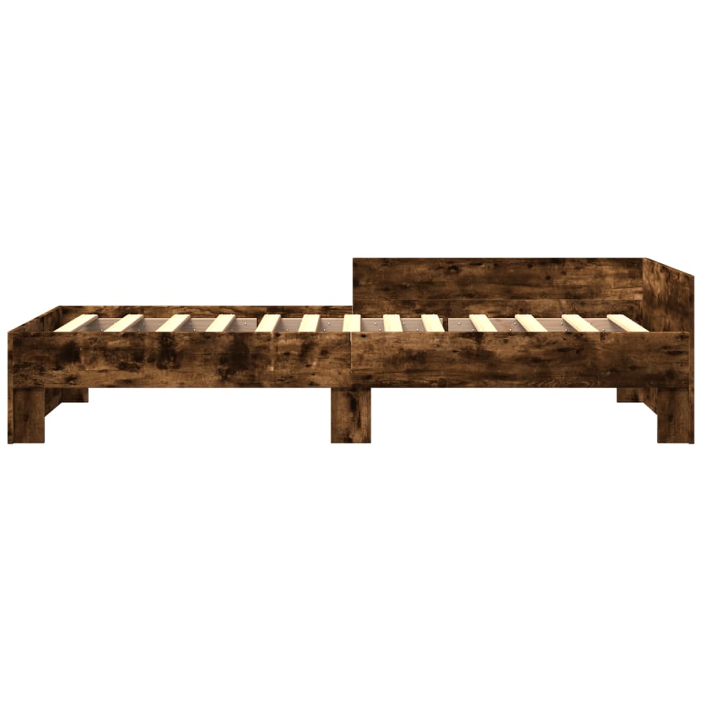 vidaXL Bed Frame without Mattress Smoked Oak 100x200 cm Engineered Wood 4