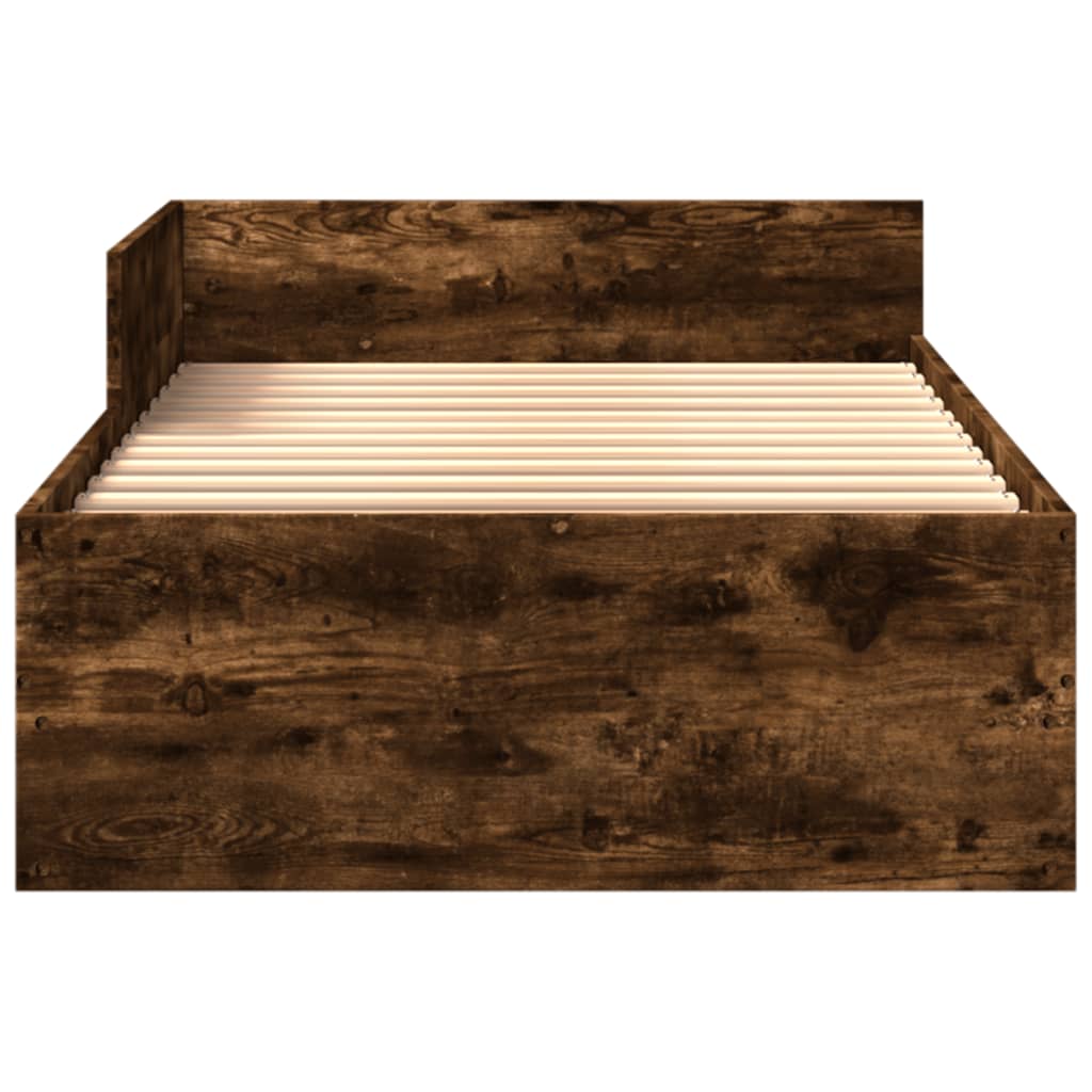 vidaXL Bed Frame without Mattress Smoked Oak 100x200 cm Engineered Wood 5