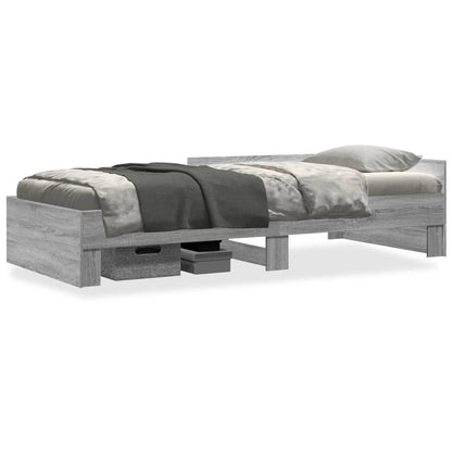 vidaXL Bed Frame without Mattress Grey Sonoma 100x200 cm Engineered Wood 2