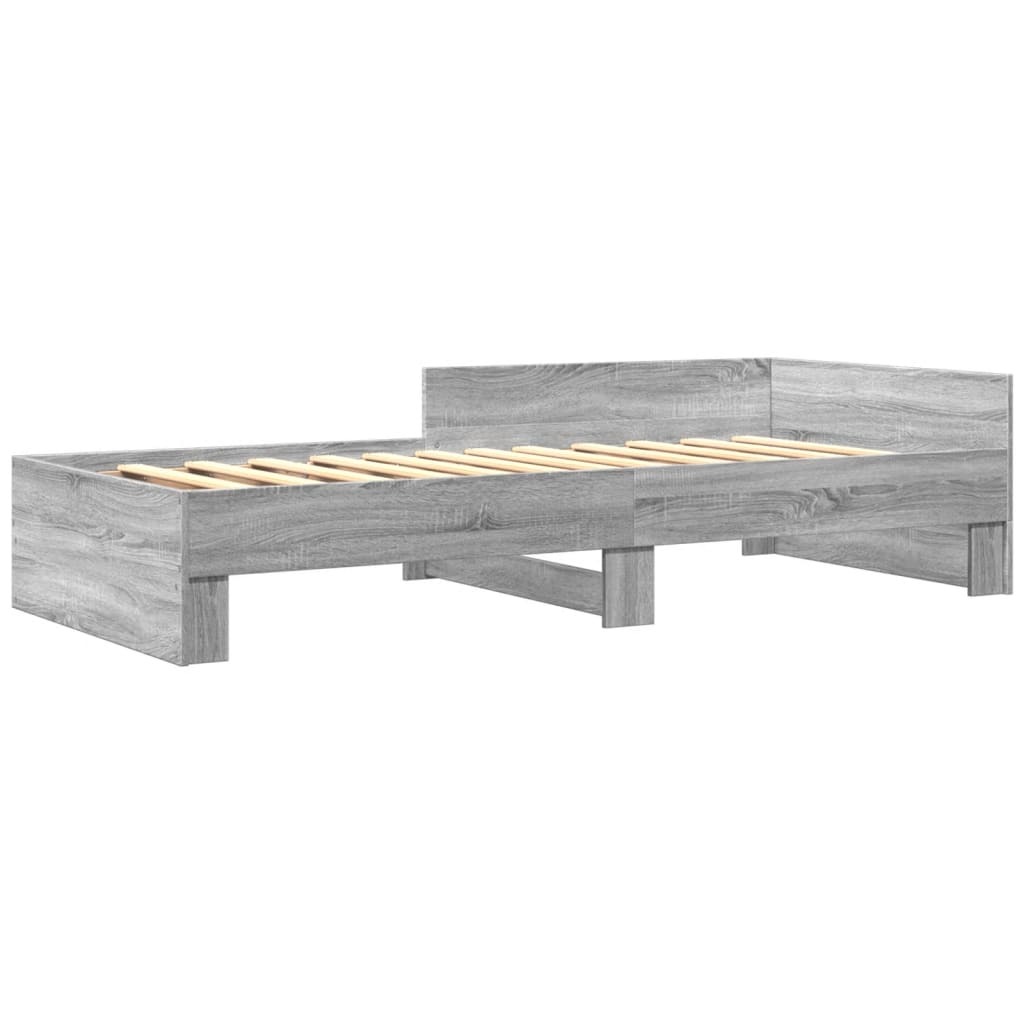 vidaXL Bed Frame without Mattress Grey Sonoma 100x200 cm Engineered Wood 3