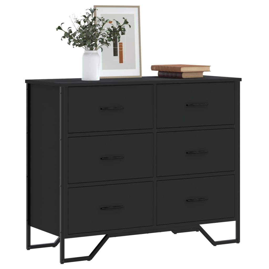 vidaXL Chest of Drawers Black 91x35.5x74.5 cm Engineered wood 1