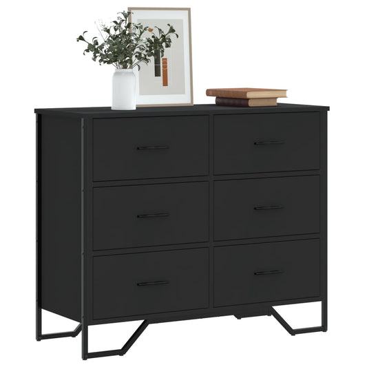 vidaXL Chest of Drawers Black 91x35.5x74.5 cm Engineered wood 1