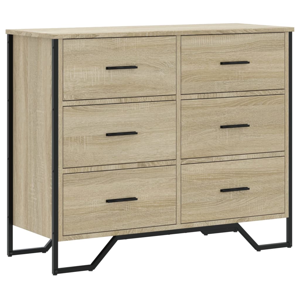 vidaXL Chest of Drawers Sonoma Oak 91x35.5x74.5 cm Engineered wood 2