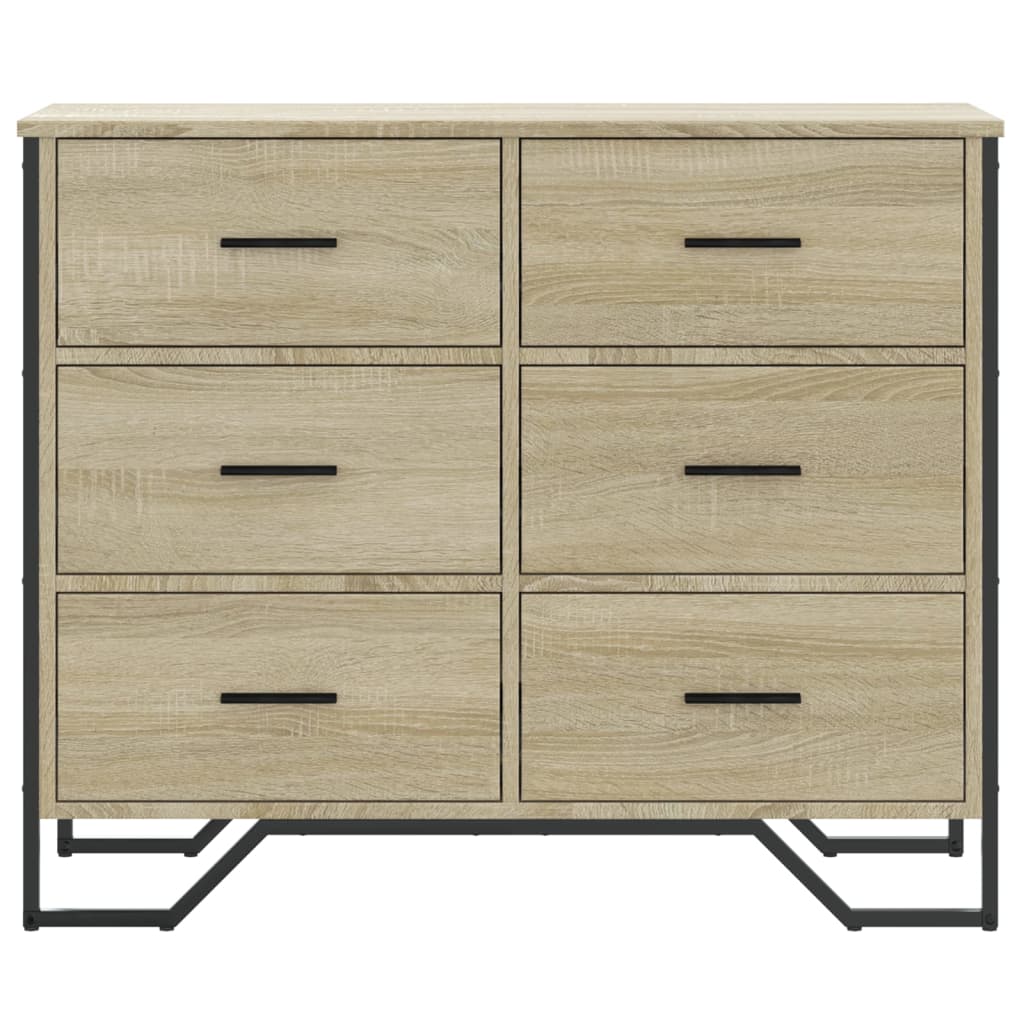 vidaXL Chest of Drawers Sonoma Oak 91x35.5x74.5 cm Engineered wood 4