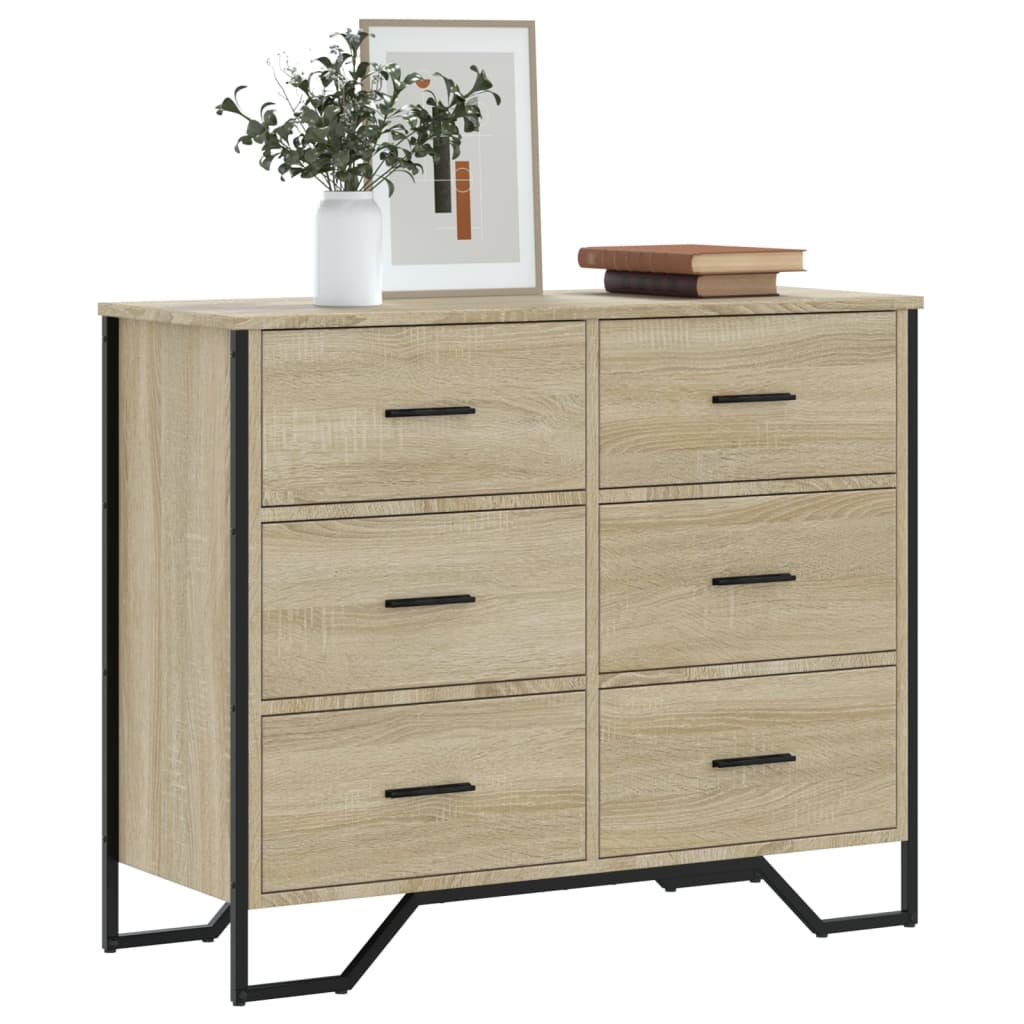 vidaXL Chest of Drawers Sonoma Oak 91x35.5x74.5 cm Engineered wood 1