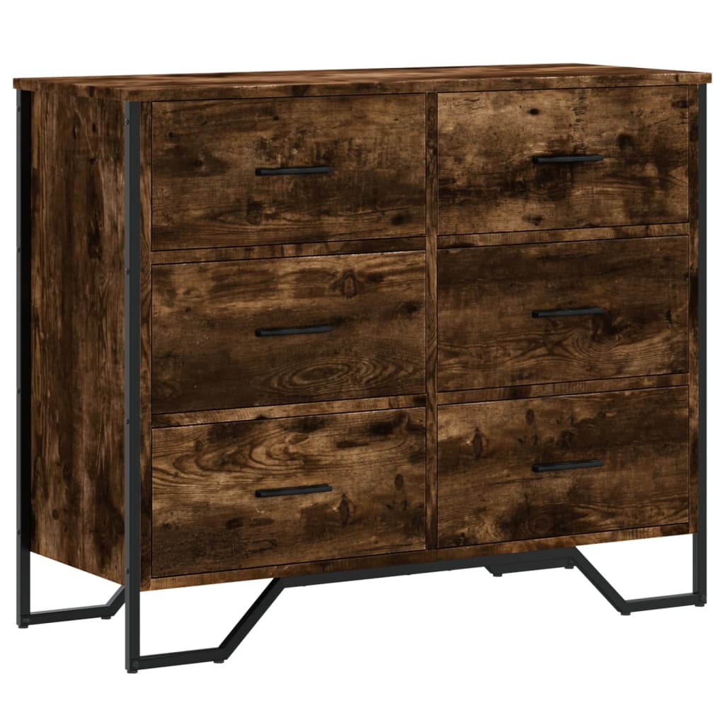 vidaXL Chest of Drawers Smoked Oak 91x35.5x74.5 cm Engineered wood 2