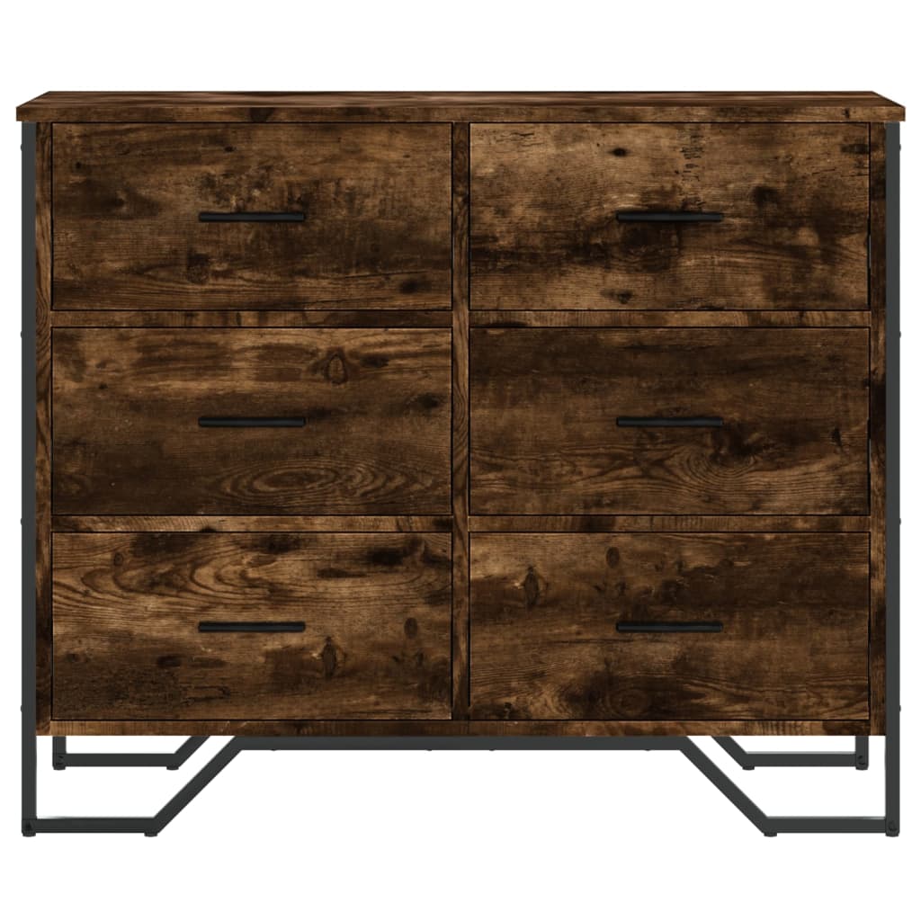 vidaXL Chest of Drawers Smoked Oak 91x35.5x74.5 cm Engineered wood 4