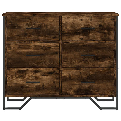 vidaXL Chest of Drawers Smoked Oak 91x35.5x74.5 cm Engineered wood 4