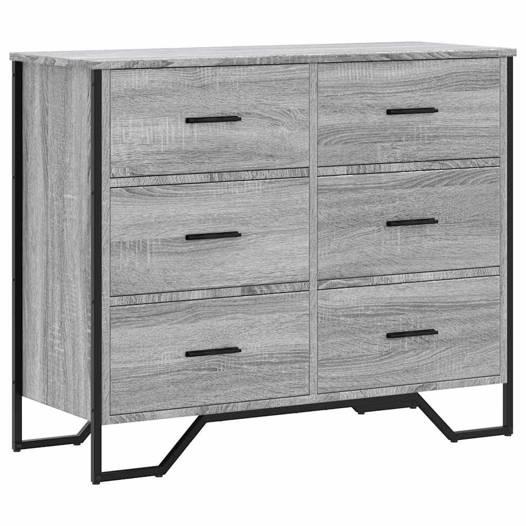 vidaXL Chest of Drawers Grey Sonoma 91x35.5x74.5 cm Engineered wood 2