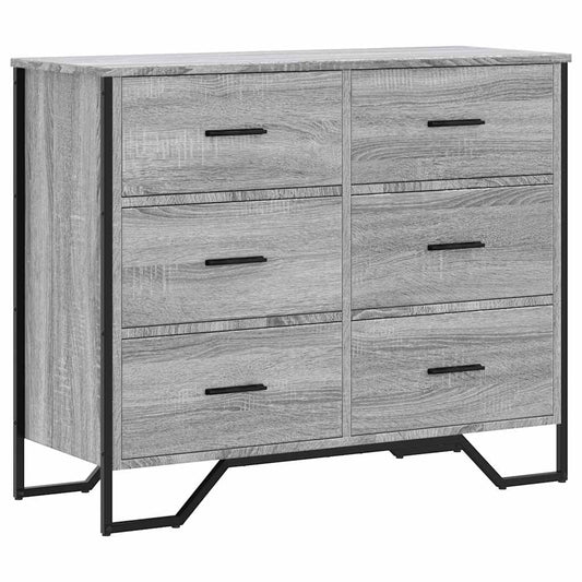 vidaXL Chest of Drawers Grey Sonoma 91x35.5x74.5 cm Engineered wood 2