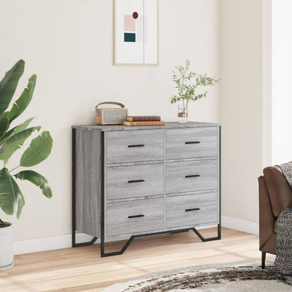 vidaXL Chest of Drawers Grey Sonoma 91x35.5x74.5 cm Engineered wood 3