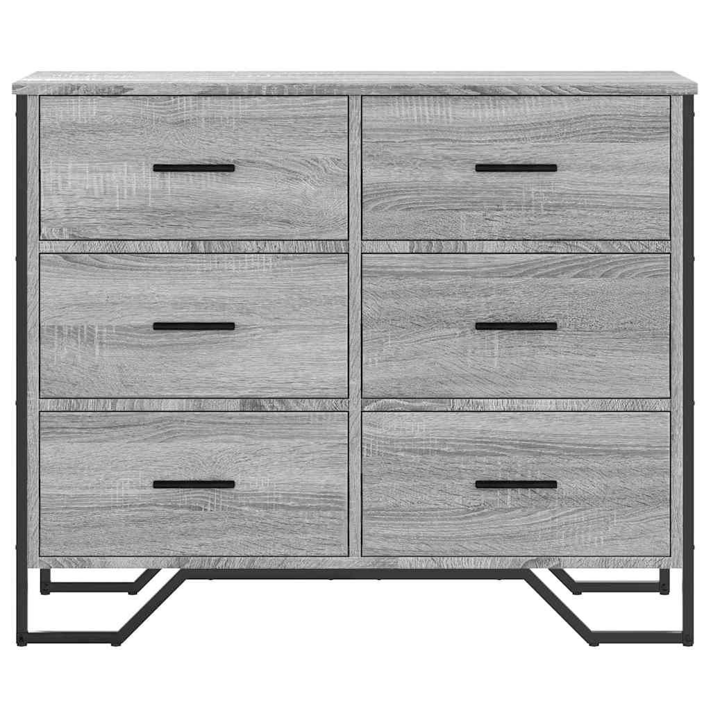 vidaXL Chest of Drawers Grey Sonoma 91x35.5x74.5 cm Engineered wood 4