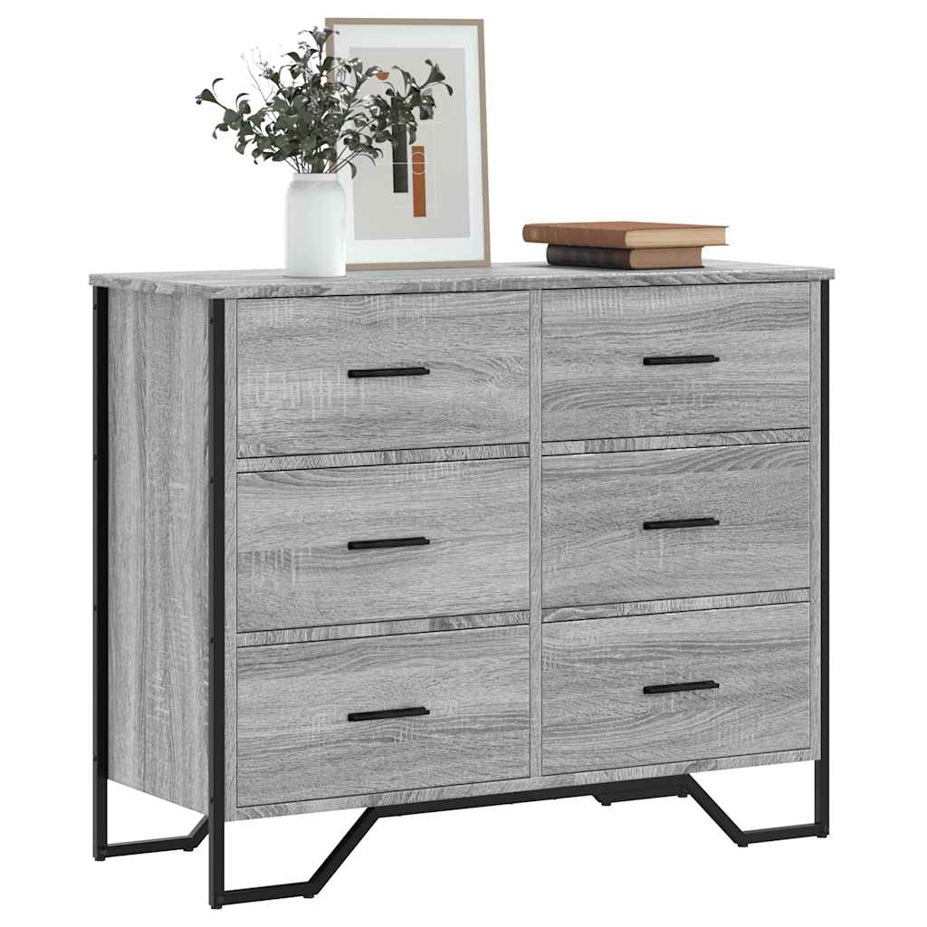 vidaXL Chest of Drawers Grey Sonoma 91x35.5x74.5 cm Engineered wood 1