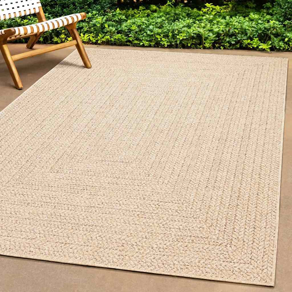 vidaXL Rug ZIZUR Beige 120x120 cm Jute Look Indoor and Outdoor 3