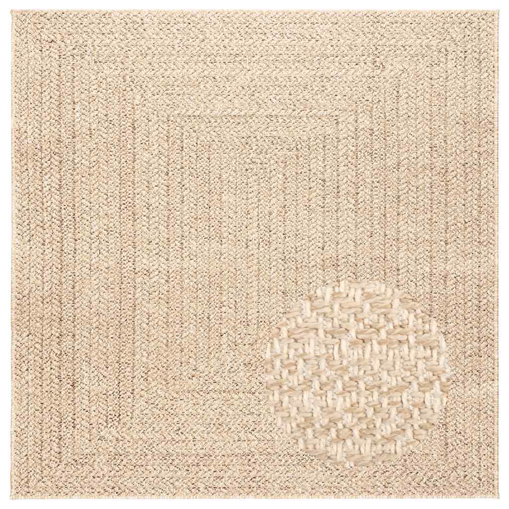 vidaXL Rug ZIZUR Beige 120x120 cm Jute Look Indoor and Outdoor 4